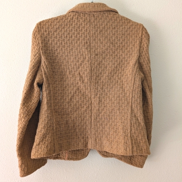 Donna Degnan Camel/Tan Basketweave Wool Blazer sz 10/M Business Casual Office - Picture 3 of 10